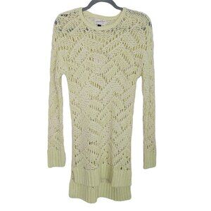 Universal Thread Sz Med Sweater Tunic Open Knit 2 Tone Yellow High Low Hem New